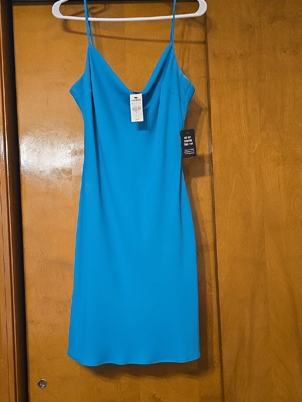 Express Turquoise Slip Mini Dress with Spaghetti Straps